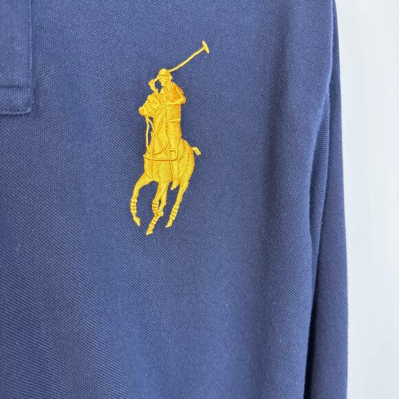 POLO by Ralph Lauren Rugby Big Pony Long Sleeve Polo Shirt Blue Men's M - Picture 3 of 8